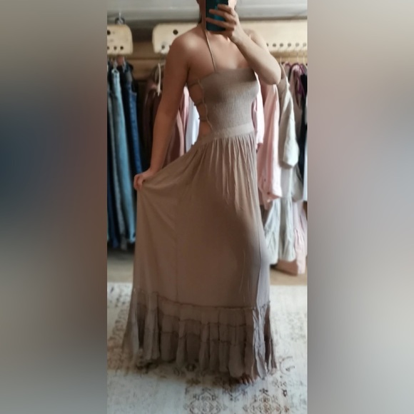 Boho Free Hippie Backless Halter Dress In Dune - Picture 9 of 11